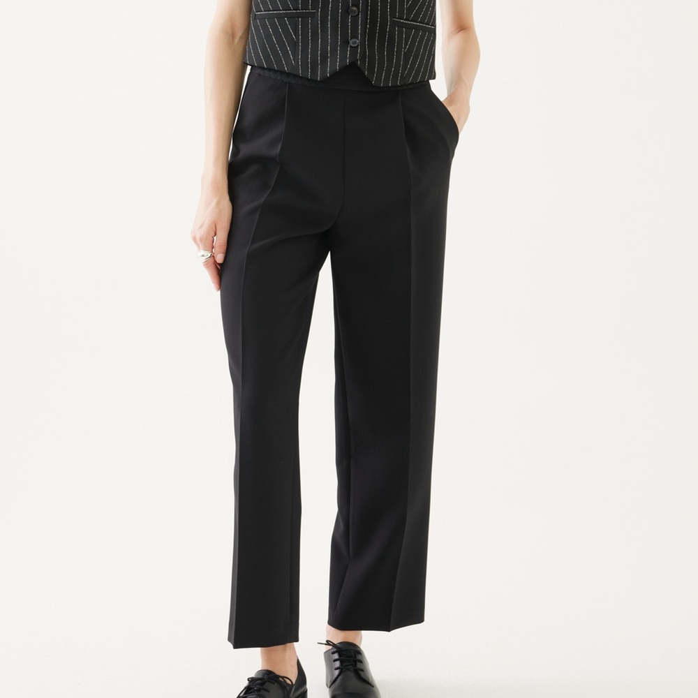 Anthropologie stretch tailored pants with pleats and wide straight leg. Size 4